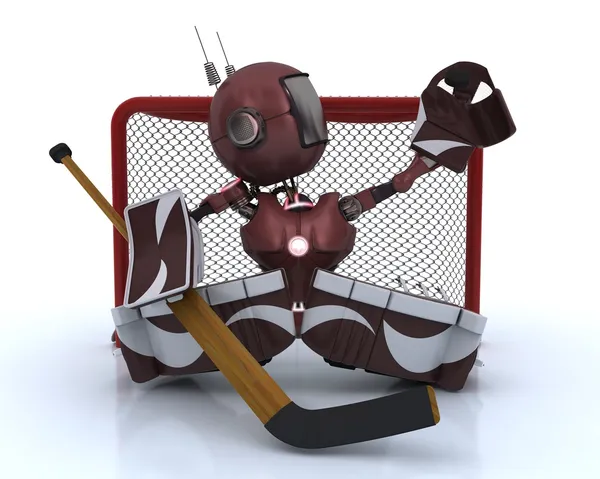 Android playing ice hockey — Stock Photo, Image