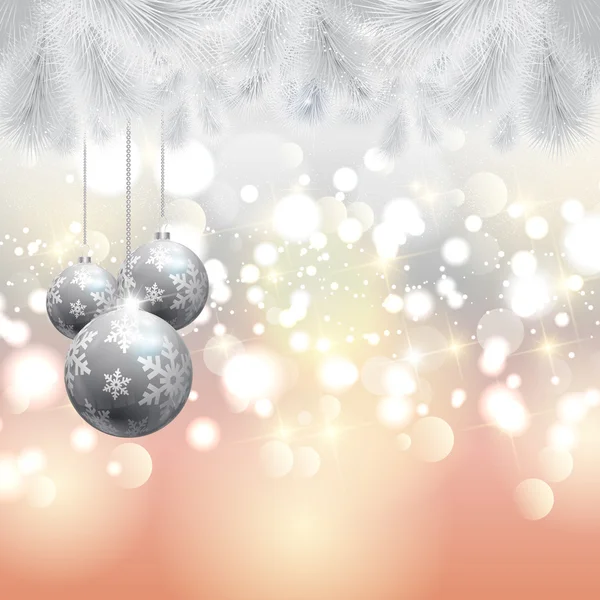 Christmas tree and baubles background — Stock Vector