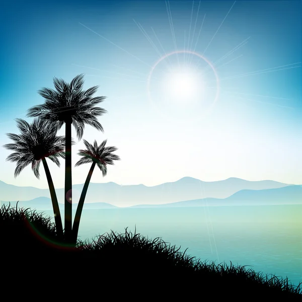 Palmiye ağaçları, yatay yaz — Stok Vektör