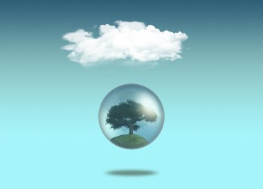 ağaç beyaz bir bulut altında Globe