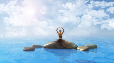 yoga pozisyonda okyanusun erkek