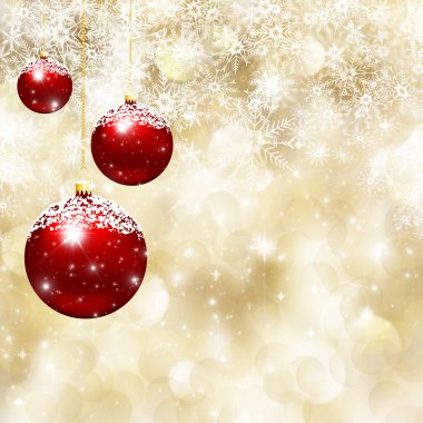 Noel baubles ve kar tanesi arka plan