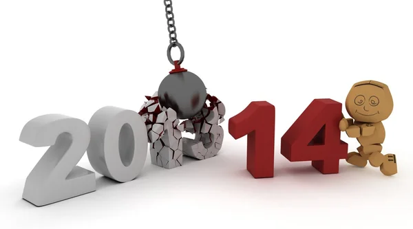 2014 new year wrecking ball — Stock Photo, Image