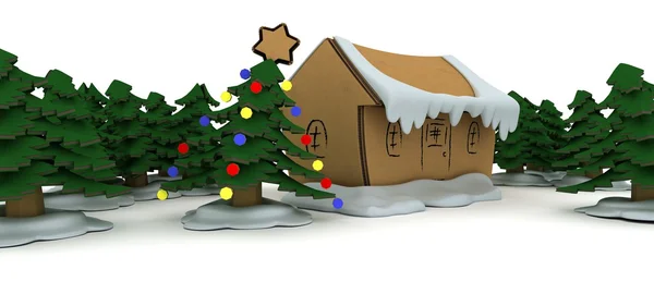 Pequeña casa de Navidad artesanal — Foto de Stock