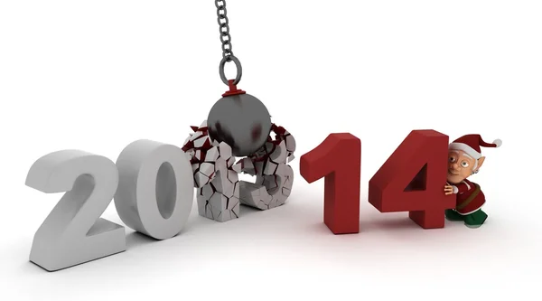 2014 new year wrecking ball — Stock Photo, Image