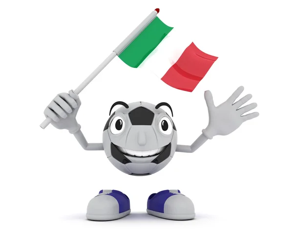 Voetbal mascotte zwaaien vlag Italië — Stockfoto