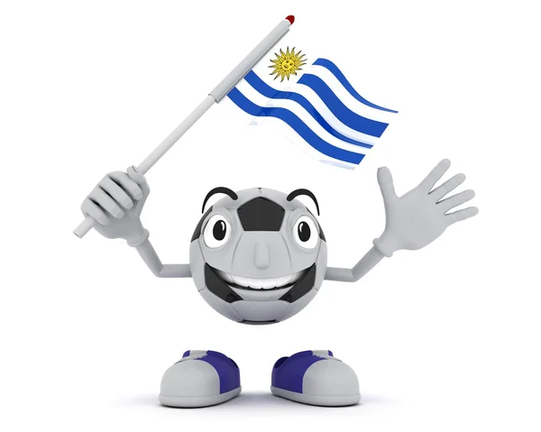 Voetbal mascotte wuivende vlag — Stockfoto