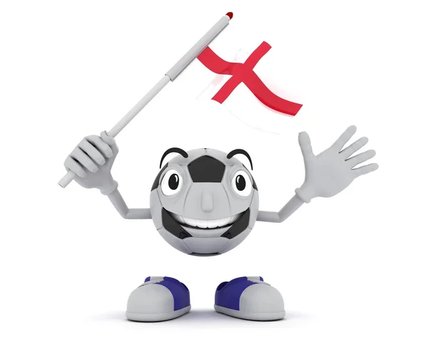 Football Mascot Waving Flag England — Stock Photo, Image