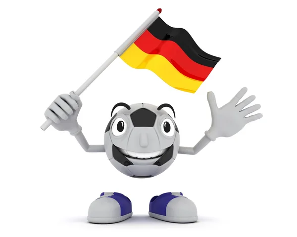 Football Mascot Waving Flag Germany — Stock Photo, Image