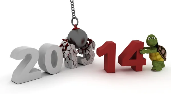 2014 new year wrecking ball — Stock Photo, Image