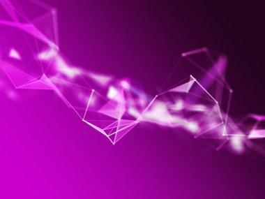 Noktaları ve çizgileri birleştiren modern teknoloji arkaplanının 3 boyutlu canlandırması