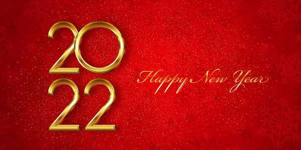 Feliz Ano Novo Banner Com Design Vermelho Dourado — Vetor de Stock