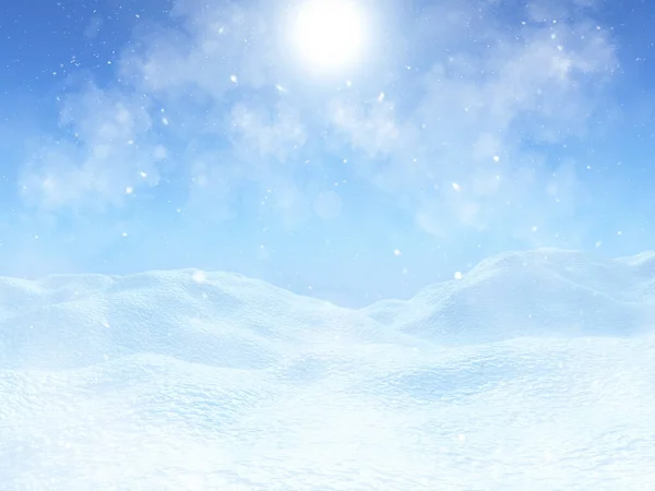 Återgivning Jul Snöig Landskap Bakgrund — Stockfoto