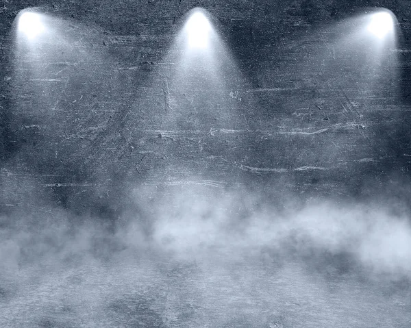 Визуализация Интерьера Гранж Зала Прожекторами Туманной Атмосферой — стоковое фото