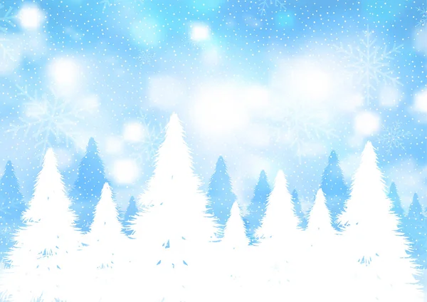 Karlı Bir Manzarada Noel Ağaçları — Stok Vektör