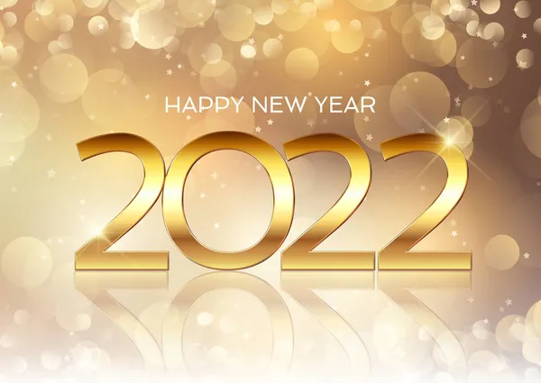 Golden Happy New Year Háttér Bokeh Fények Design — Stock Vector