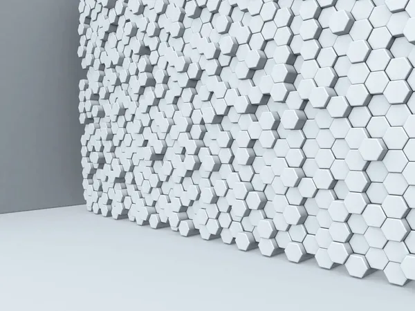 Рендеринг Абстрактного Фона Стены Экструдирующих Шестиугольников — стоковое фото