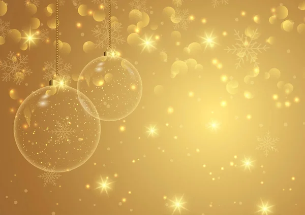Golden Christmas Background Hanging Baubles Design — Stock Vector