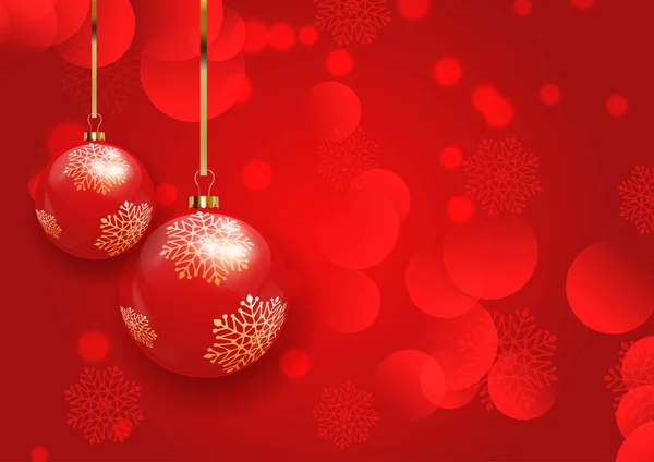 Fond Noël Avec Boules Suspendues Lumières Bokeh — Image vectorielle