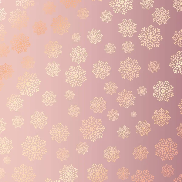 Vánoční Pozadí Růží Zlaté Sněhové Vločky Vzor — Stockový vektor