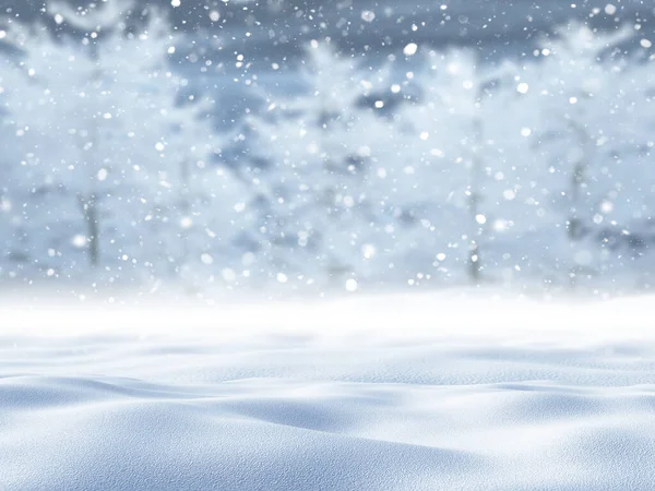 専用の雪の木の風景の3Dレンダリング — ストック写真