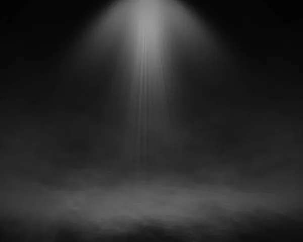 霧の部屋のインテリアの3Dレンダリングスポットライトが輝きます — ストック写真