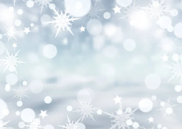 Kerst Achtergrond Met Sneeuwvlokken Sterren Ontwerp — Stockvector