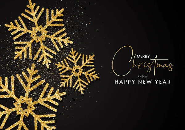 クリスマスと輝く雪の結晶のデザインと新年の背景 — ストックベクタ