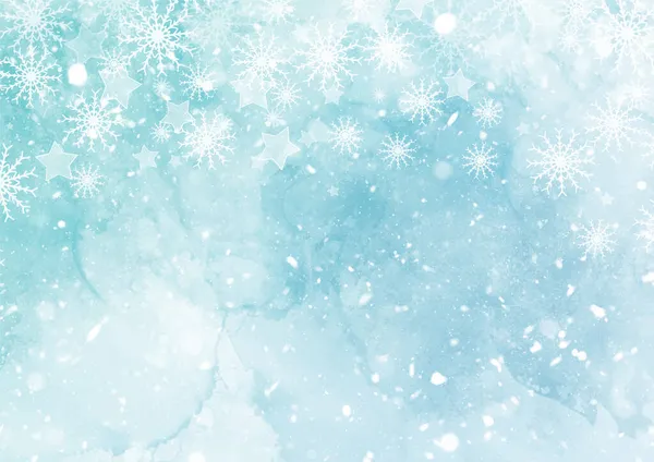 手绘水彩画圣诞雪花背景设计 — 图库矢量图片