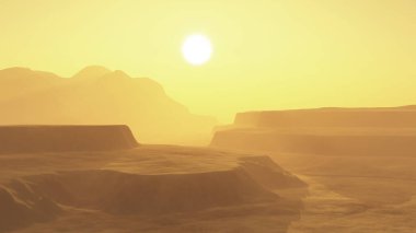 Kumlu dağ sırası çöl sahnesinin 3 boyutlu canlandırması