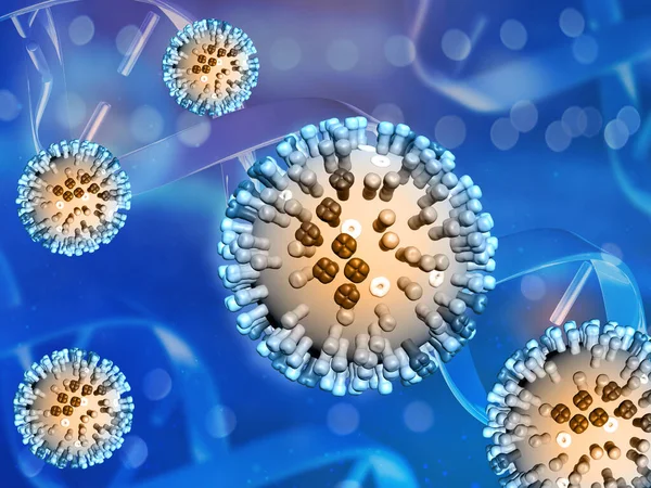 Weergave Van Een Medische Achtergrond Met Abstracte Griepviruscellen — Stockfoto