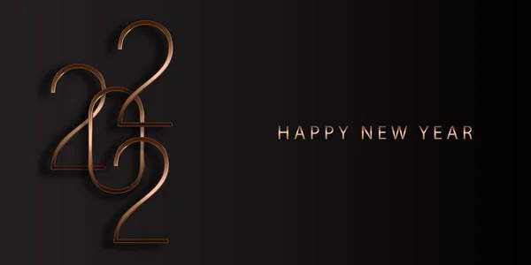 Bronz Negru Design Banner Happy New Year — Vector de stoc