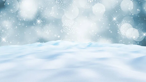 Återgivning Jul Bakgrund Med Snöiga Landskap — Stockfoto