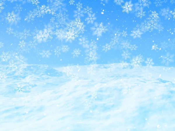 Återgivning Jul Bakgrund Med Ett Snöigt Landskap — Stockfoto