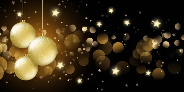 Banner Natal Com Luzes Bokeh Ouro Estrelas —  Vetores de Stock