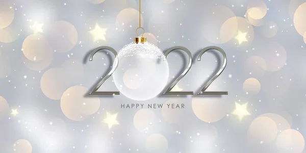 Elegantes Silbernes Happy New Year Banner Design — Stockvektor