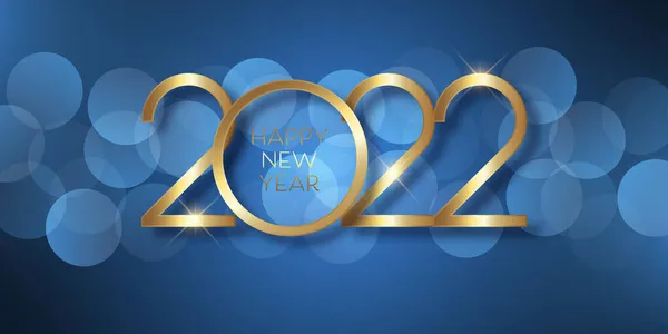Elegant Gold Blue Happy New Year Banner Design — Stock Vector