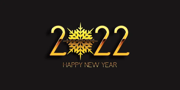 Gelukkig Nieuwjaar Banner Ontwerp Met Metallic Goud Sneeuwvlok Ontwerp — Stockvector