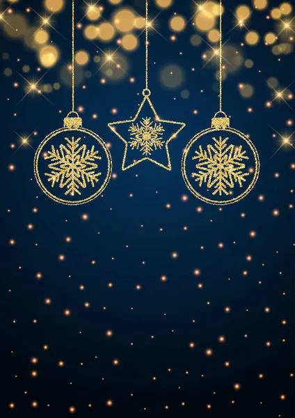 Sparkle Kerst Achtergrond Met Glitterachtige Decoraties — Stockvector