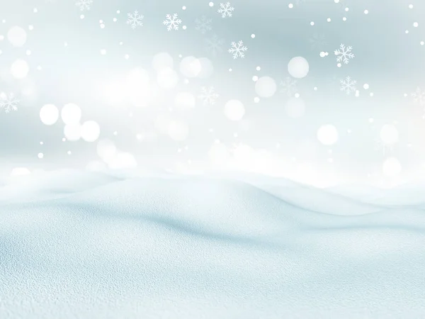 Render Christmas Background Snow Bokeh Lights — Stock Photo, Image