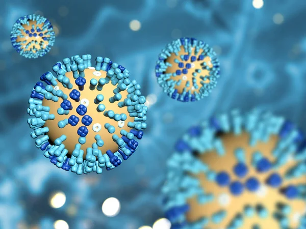 Render Medical Background Flu Virus Cells — Stock Photo, Image