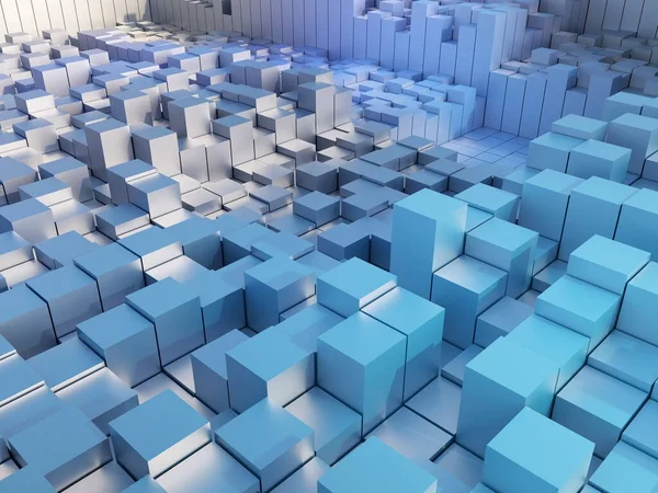 Renderização Uma Paisagem Abstrata Cubos Extrusão Brilhantes — Fotografia de Stock