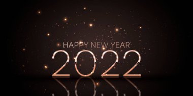 Mutlu yeni yıl afişleri siyah ve gül sarısı tasarımı 