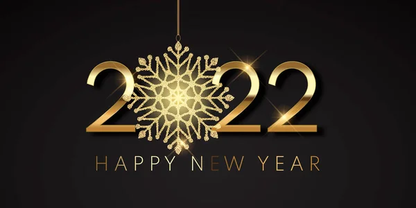 Happy New Year Banner Glittery Snowflake Design — Stock Vector