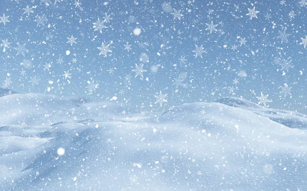 Återgivning Jul Bakgrund Med Fallande Snö — Stockfoto