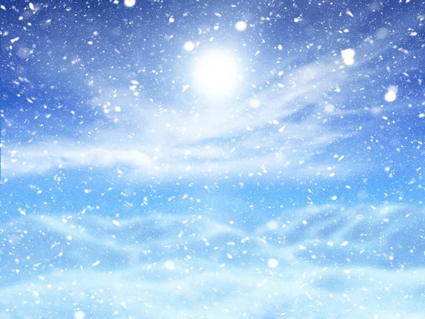 크리스마스를 배경으로 눈덮인 풍경을 렌더링하는 — 스톡 사진