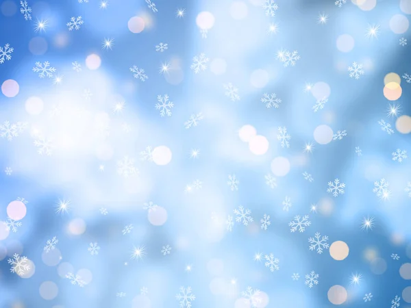 Χριστούγεννα Ackground Νιφάδες Χιονιού Αστέρια Και Bokeh Σχεδιασμό Φώτα — Φωτογραφία Αρχείου