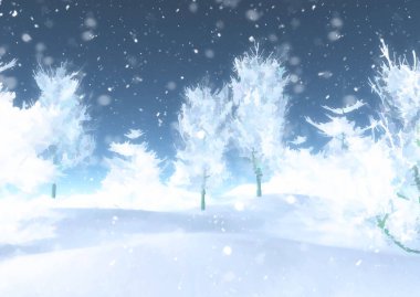 Ayrıntılı elle boyanmış kış karlı Noel manzarası