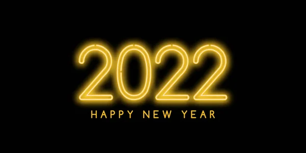 Λαμπερό Χρυσό Νέον Ευτυχισμένο Νέο Έτος Banner Σχεδιασμό — Διανυσματικό Αρχείο