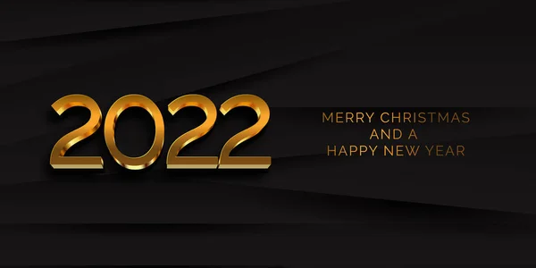 Happy New Year Banner Modern Black Gold Design — Stock Vector